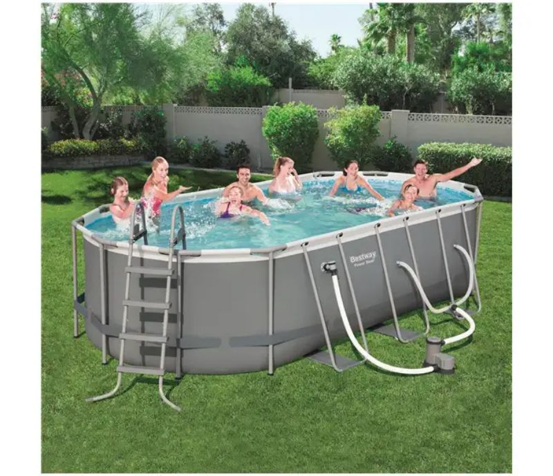 Swimming Pool-Bestway Power Steel 18ft x 9ft x 48in Above Ground Swimming Pool Set with Pump