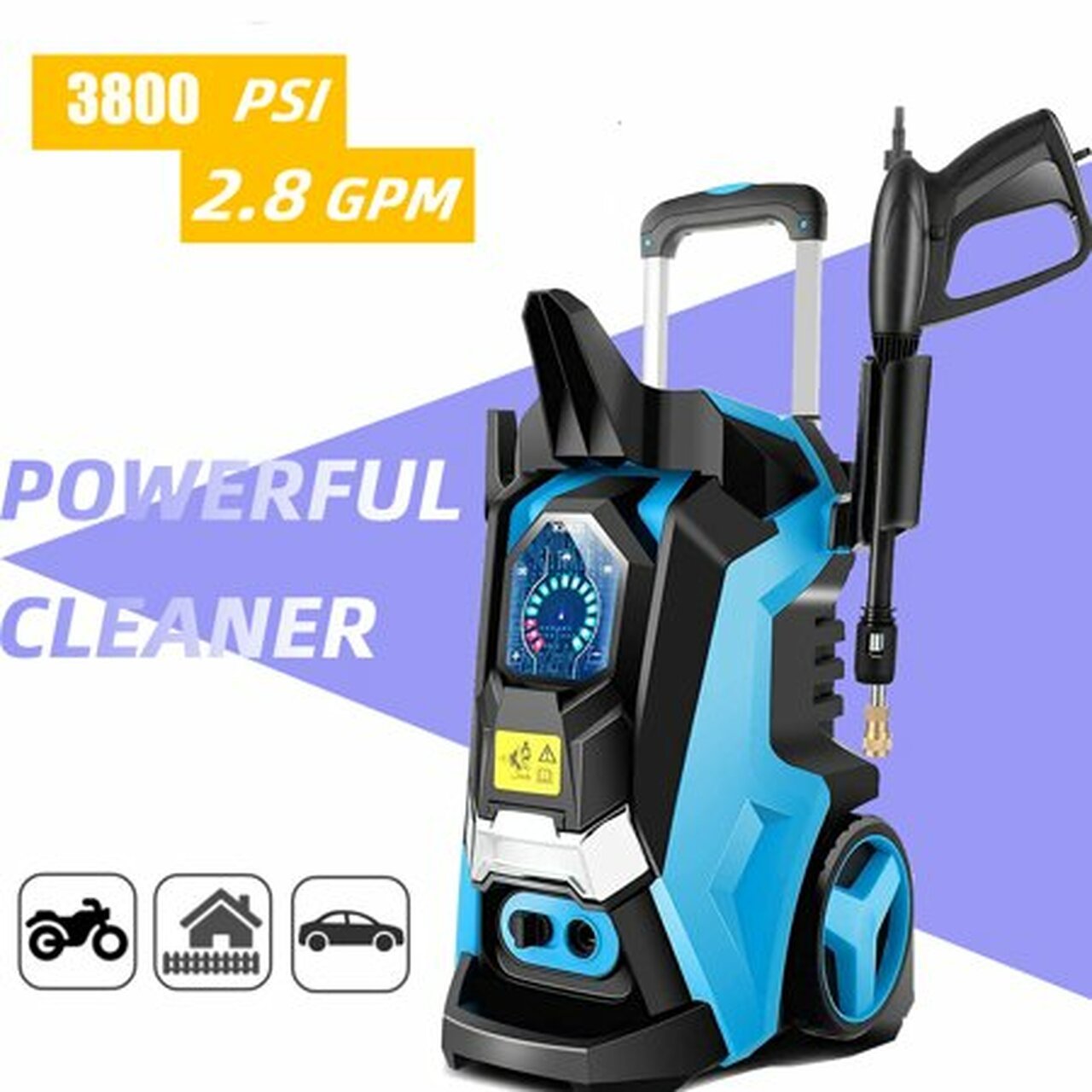3800 PSI Pressure Washer, Electric 1800W High Pressure Power Washer Machine 2.80 GPM Professional Washer Cleaner with Power Hose Gun 5 Interchangeable NozzlesSuitable for cleaning houses, gardens