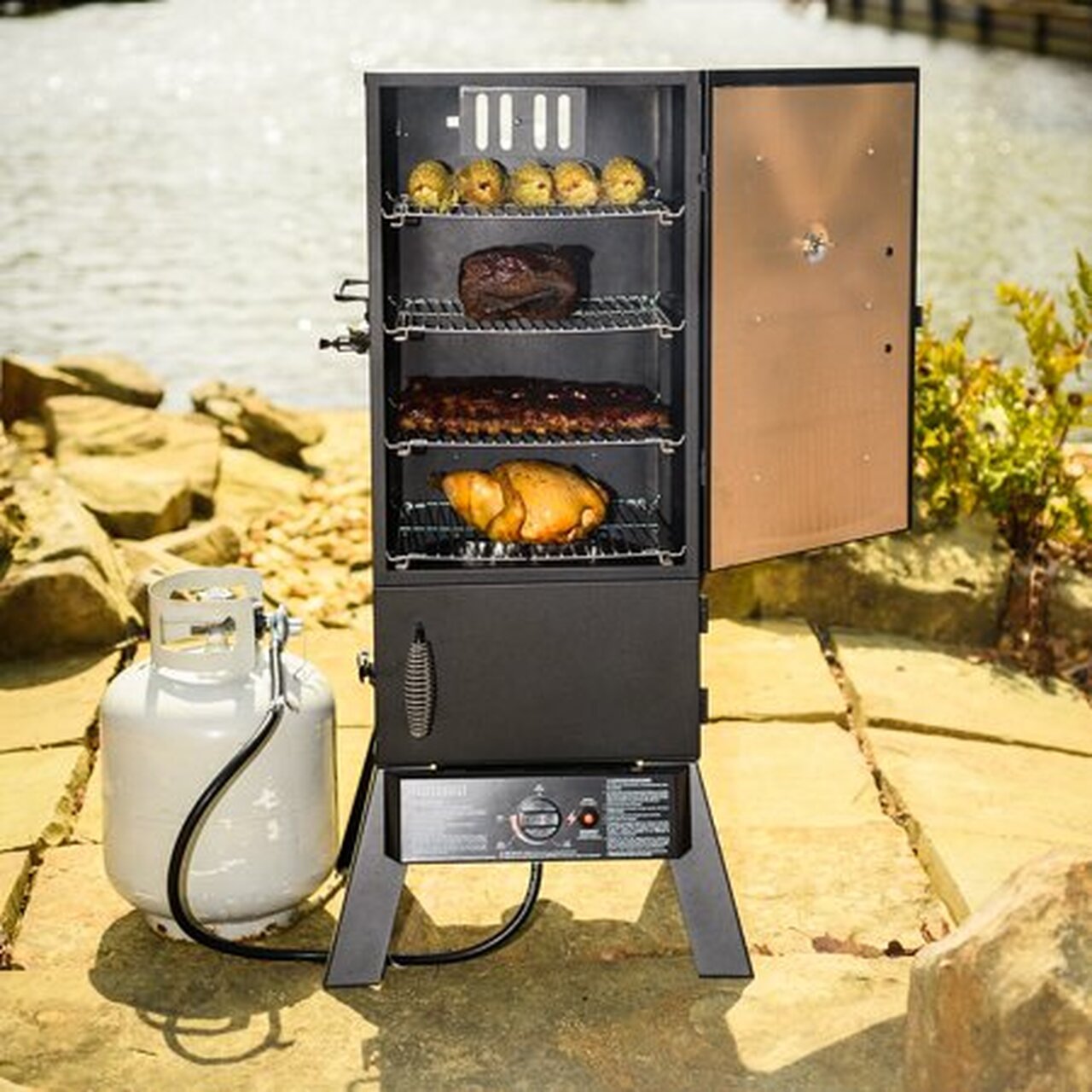 Masterbuilt Two Door 30-inch Propane Smoker in Black