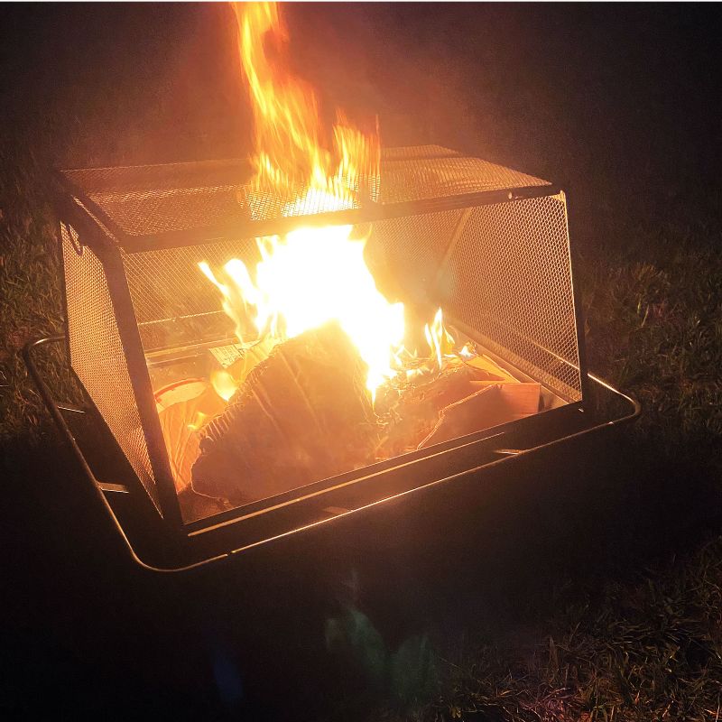 Sunnydaze Outdoor Camping or Backyard Rectangular Northland Fire Pit with Cooking Grill Grate, Spark Screen, Log Poker, and Fire Pit Cover – 36″