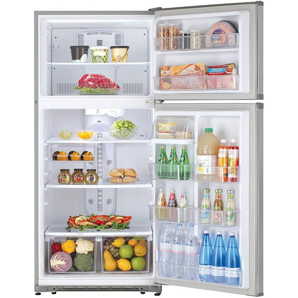 Kenmore 70715 Ice Maker and 18 Cubic Ft. Total Capacity Top Freezer Refrigerator, Stainless Steel