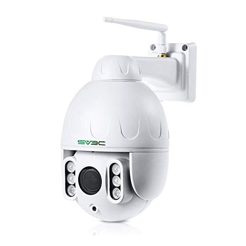 5MP Outdoor PTZ WiFi Wireless Camera 5X Optical Zoom, SV3C Super HD 355 ° Humanoid Detection Outdoor Cam, IP66 Waterproof,196ft Night Vision, 2 Way Talk, Work with NVR Blueiris, 128GB SD Card Slot