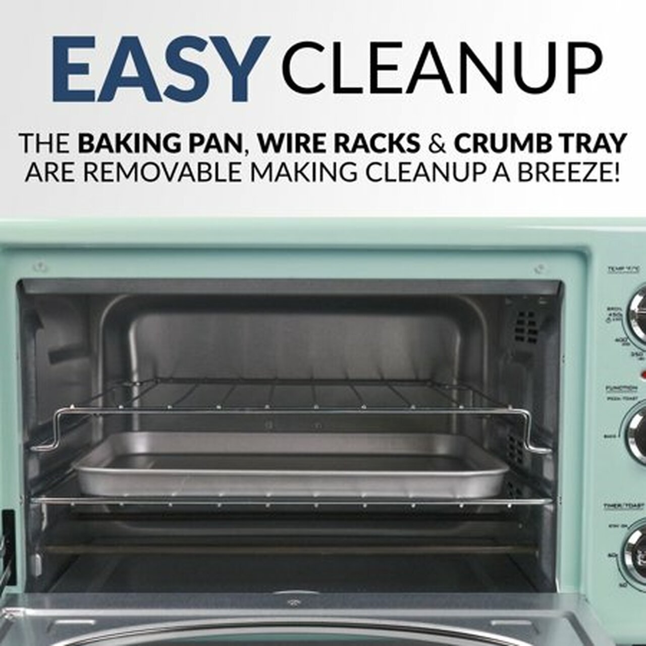 Nostalgia RTOV2AQ Large-Capacity 0.7-Cu. Ft. Capacity Multi-Functioning Retro Convection Toaster Oven, Aqua