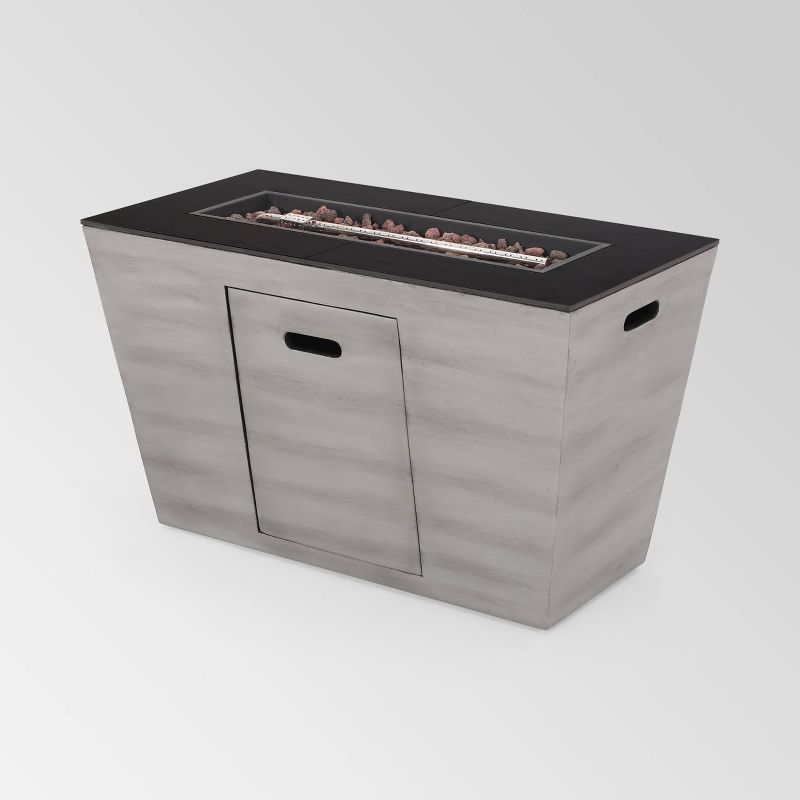 Langton Rectangular 40″ Light Weight Concrete Gas Fire Pit Dark Gray – Christopher Knight Home