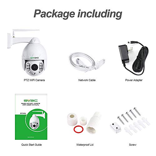 5MP Outdoor PTZ WiFi Wireless Camera 5X Optical Zoom, SV3C Super HD 355 ° Humanoid Detection Outdoor Cam, IP66 Waterproof,196ft Night Vision, 2 Way Talk, Work with NVR Blueiris, 128GB SD Card Slot