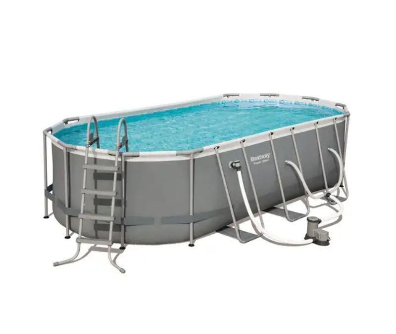 Swimming Pool-Bestway Power Steel 18ft x 9ft x 48in Above Ground Swimming Pool Set with Pump