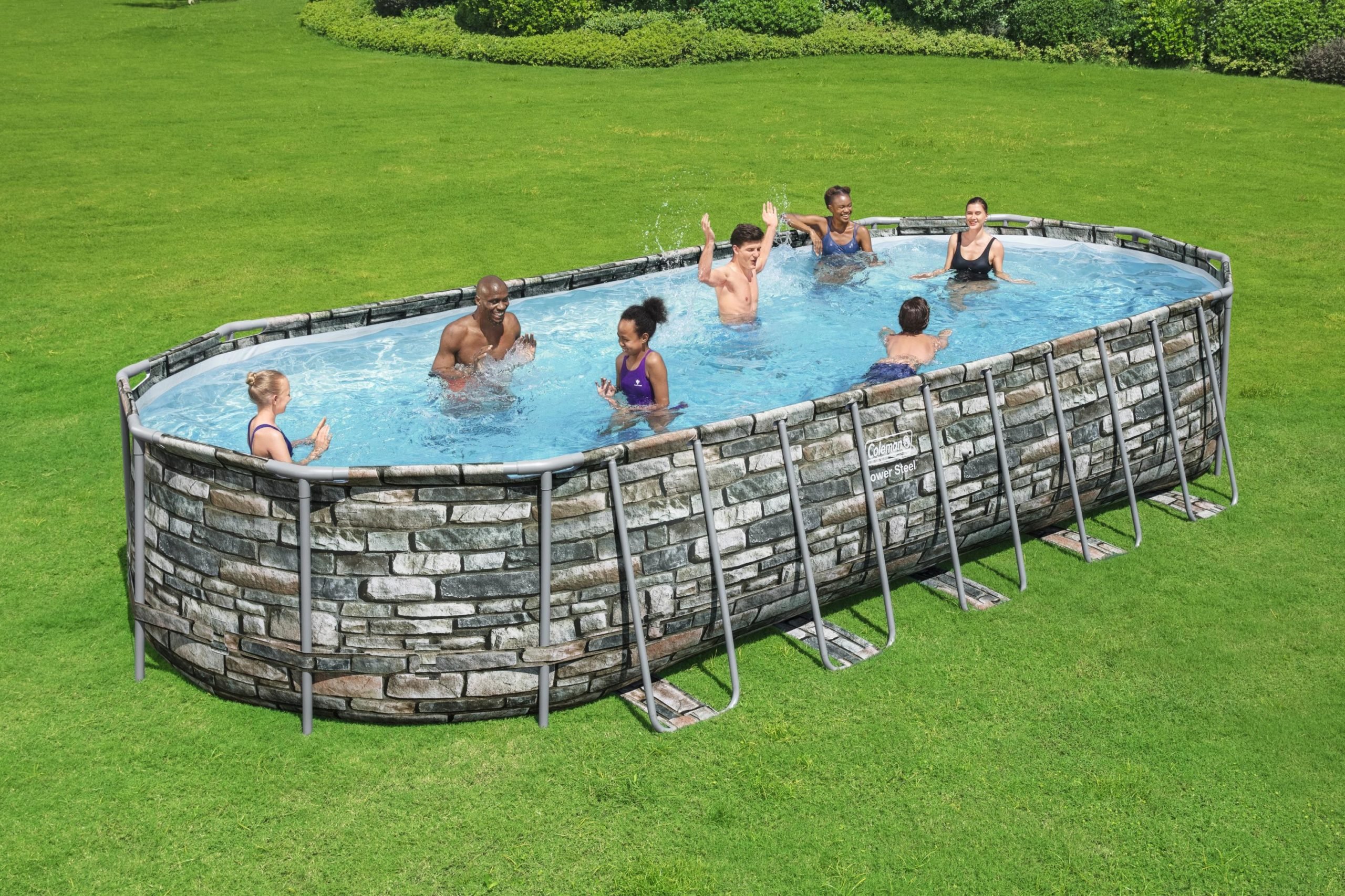 Swimming Pool-Coleman 26' x 12' x 52' Oval Above Ground Pool Set