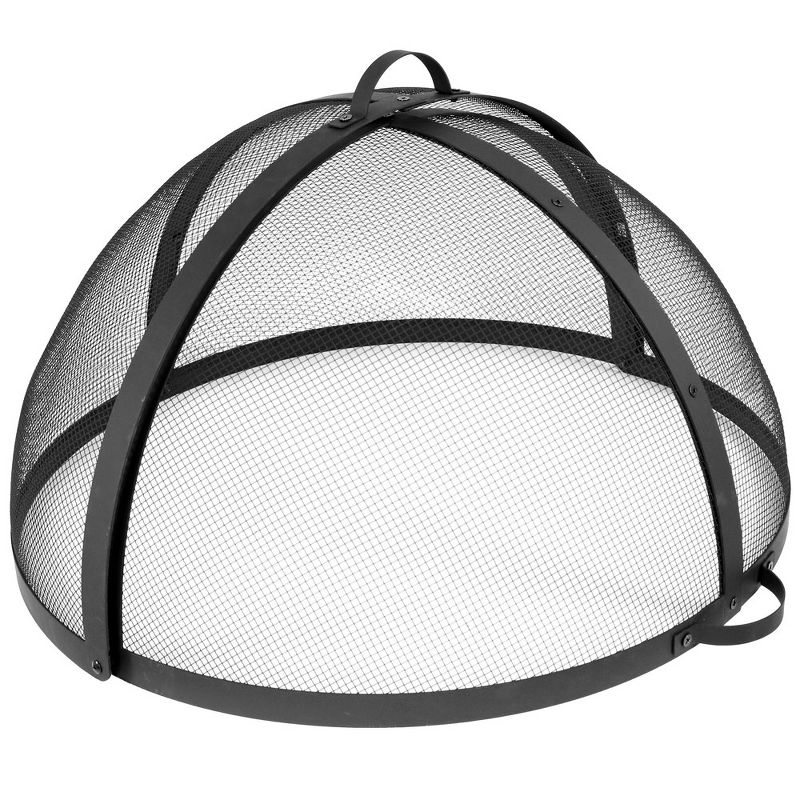 Sunnydaze Outdoor Heavy-Duty Steel Mesh Round Easy-Opening Camp Fire Pit Spark Screen Lid with Hinged Door – 36″ – Black