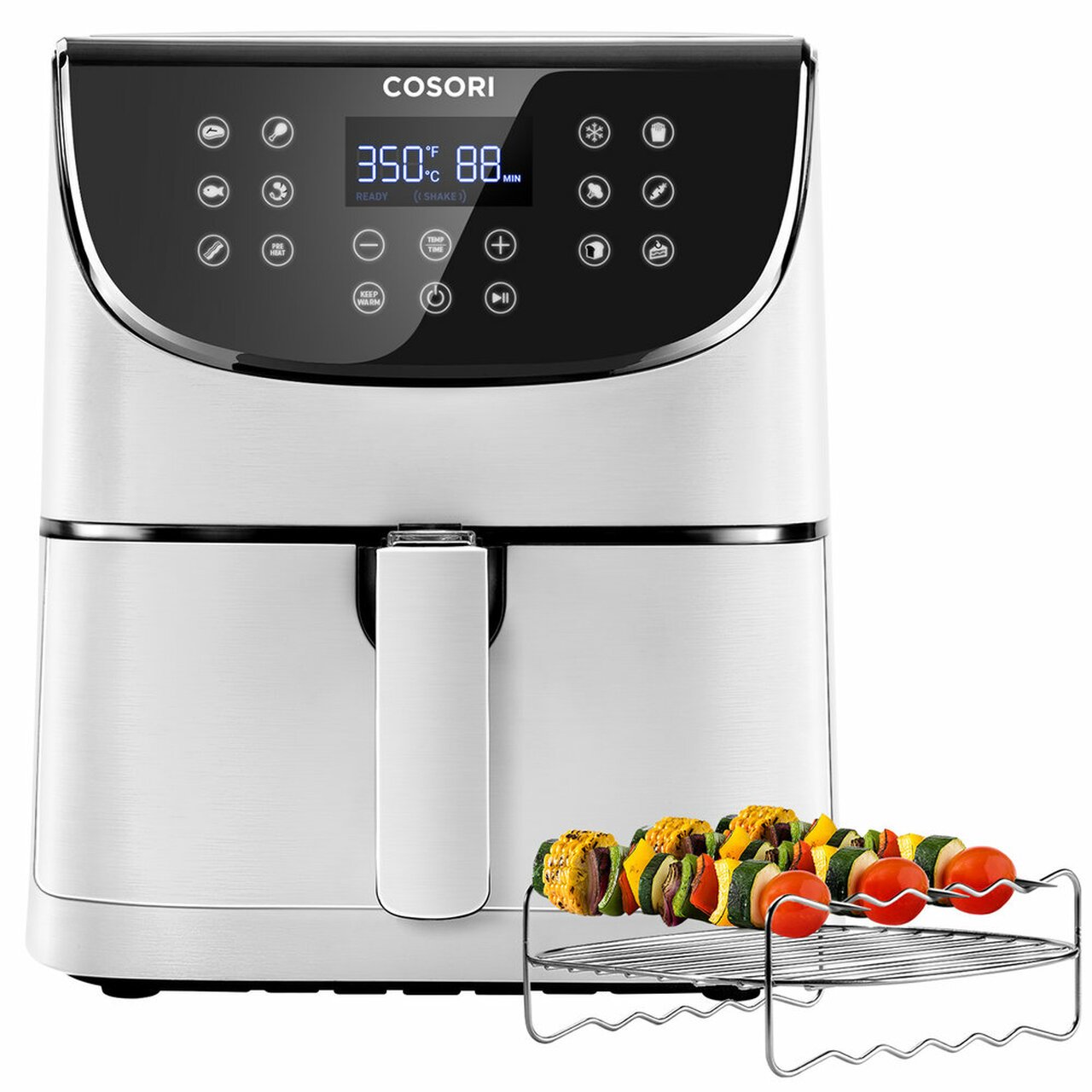 Cosori Premium 5.8-Quart Air Fryer with Bonus Skewer Rack Set (White)