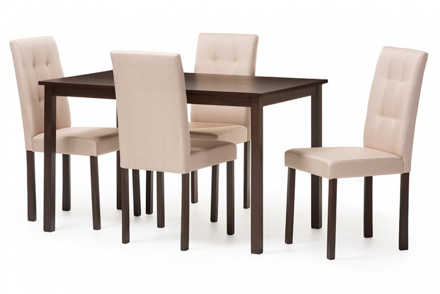 Baxton Studio Andrew Contemporary 5-Piece Upholstered Dining Set-Beige
