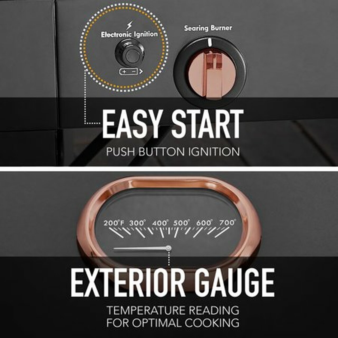 Kenmore 4 Burner with Searing Side Burner Propane Gas Grill in Black with Copper Accents