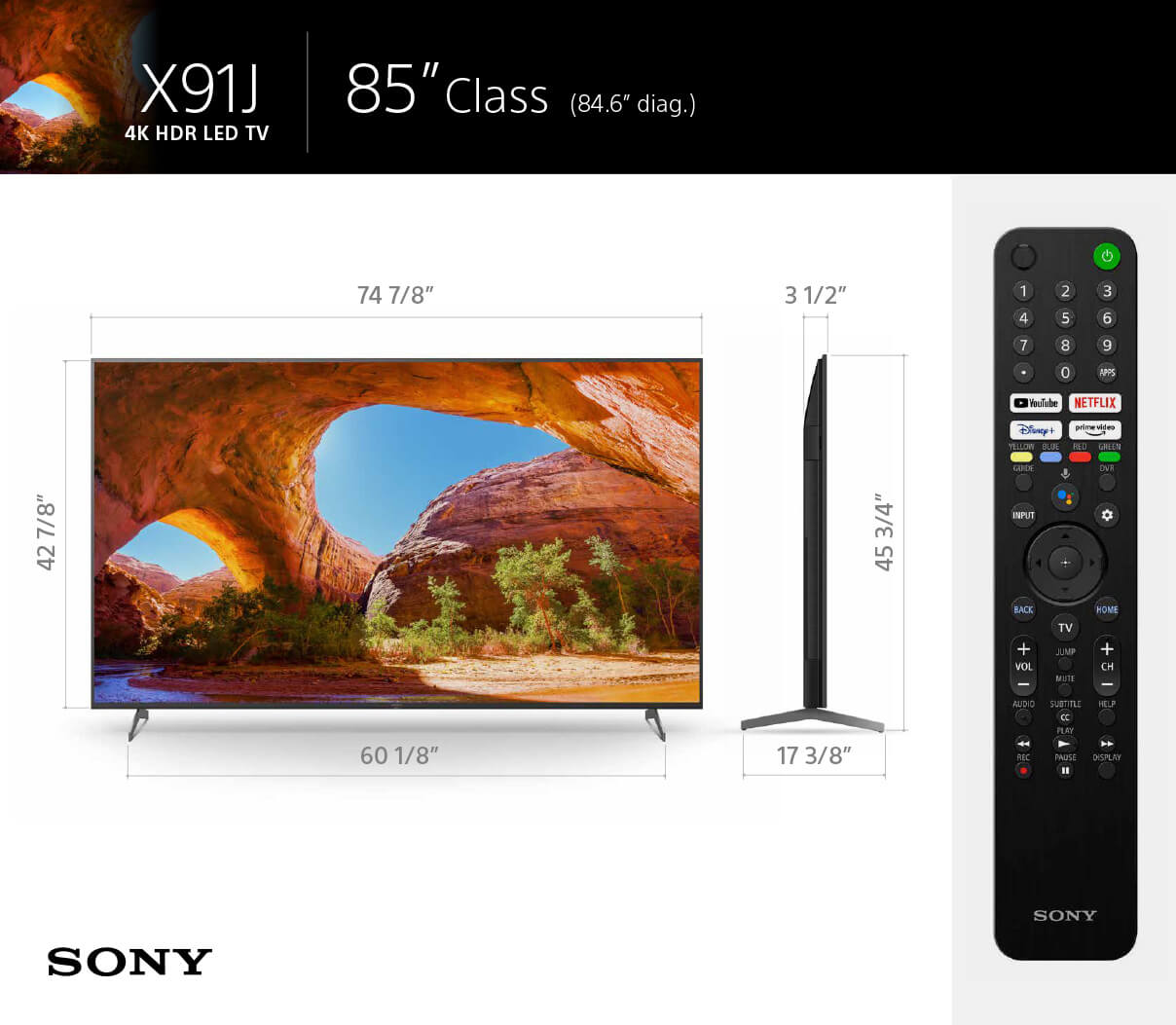 KD-85X91J X91J 4K HDR Full Array LED with Smart Google TV (2021)