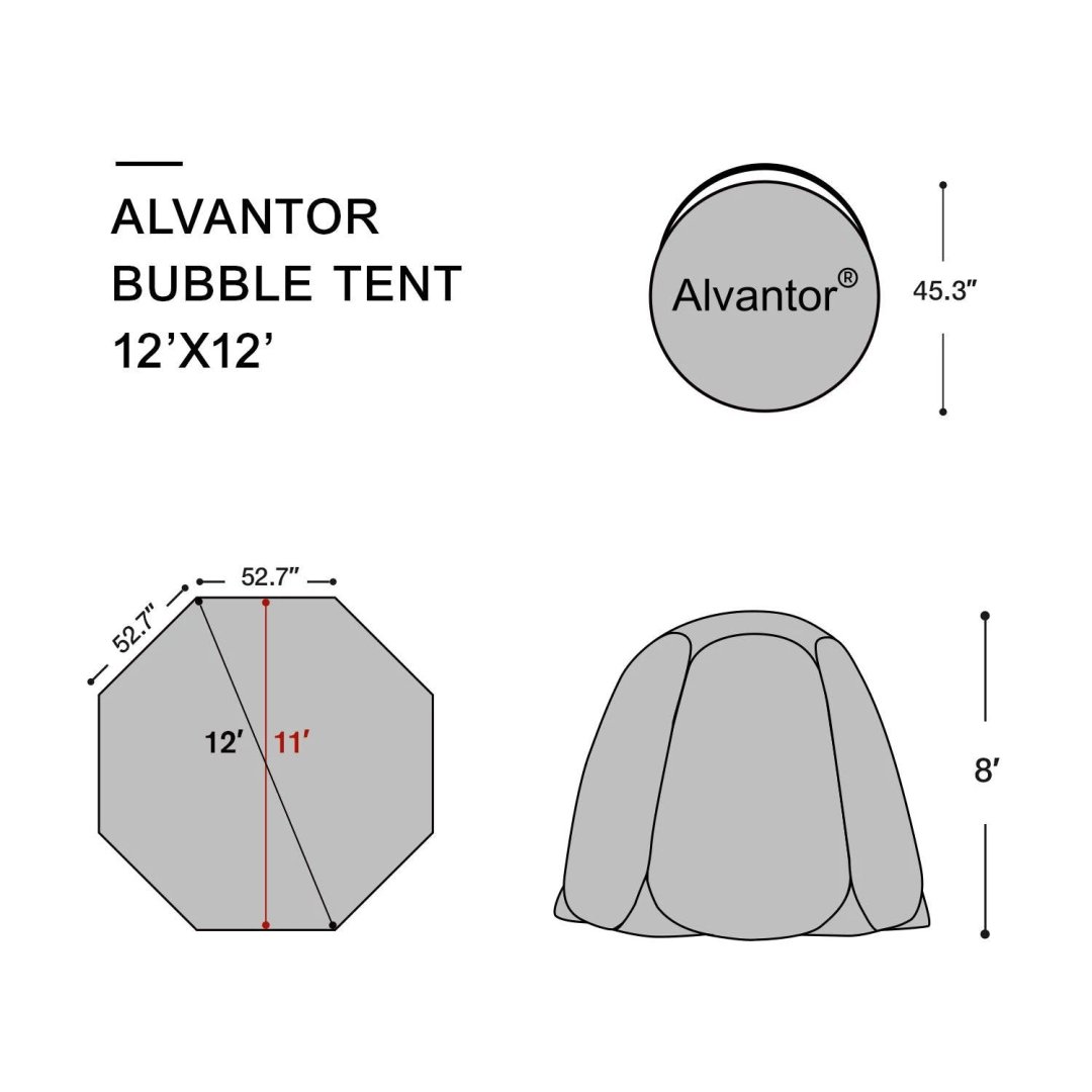 Alvantor Bubble Tent Pop Up Gazebo 12' x 12' Camping Tent