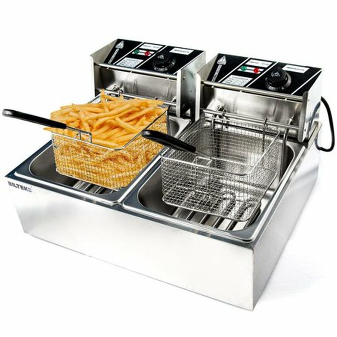 KapscoMoto HOM-014 Commercial Deep Fryer Electric Countertop Dual Tank Basket – Stainless Steel