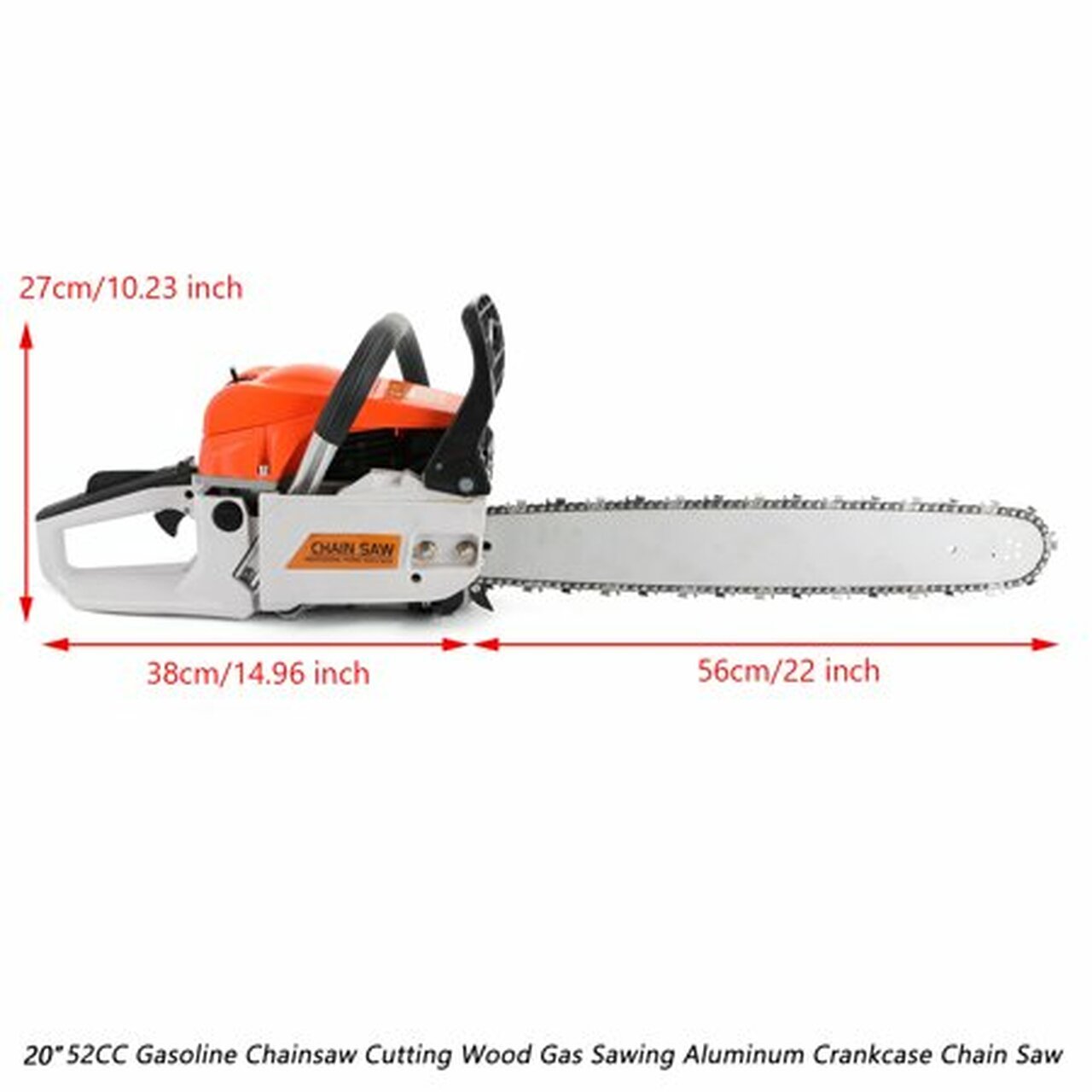 Hot Selling 22' 52CC Gasoline Chainsaw Cutting Wood Gas Sawing Aluminum Crankcase Chain Saw