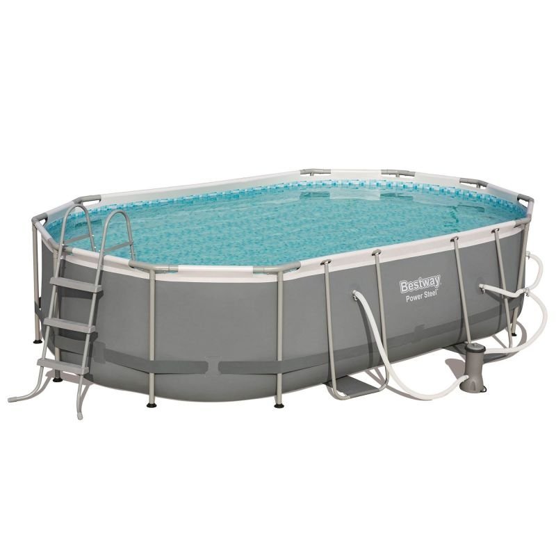 Swimming Pool-Bestway Power Steel 16' x 10' x 42″ Above Ground Frame Swimming Pool Set w/ Pump