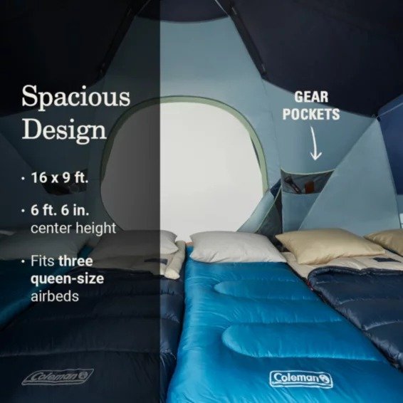 10-Person Camping Tent with Dark Room Technology, Blue