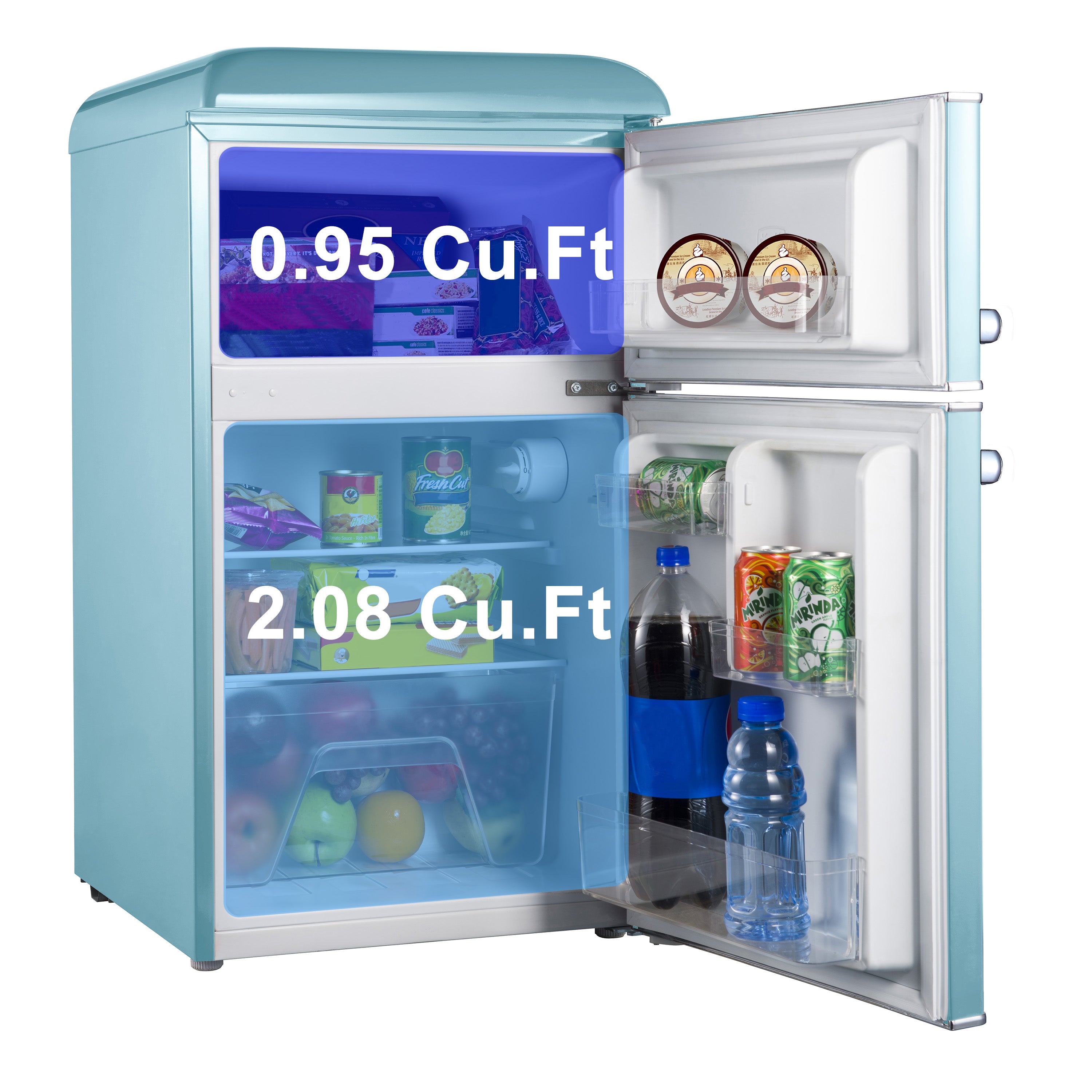 GLR31TBEER 3.1 Cu.ft Dual Door Retro Refrigerator True Freezer, Blue