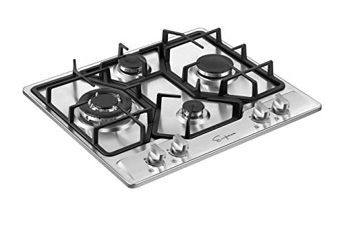 Empava 24 Inch Gas Cooktop Professional 4 Italy Sabaf Burners Stove Top Certified with Thermocouple Protection in Stainless Steel, Silver