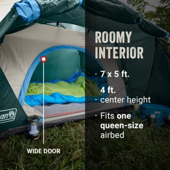 2-Person Camping Tent with Full-Fly Vestibule, Green