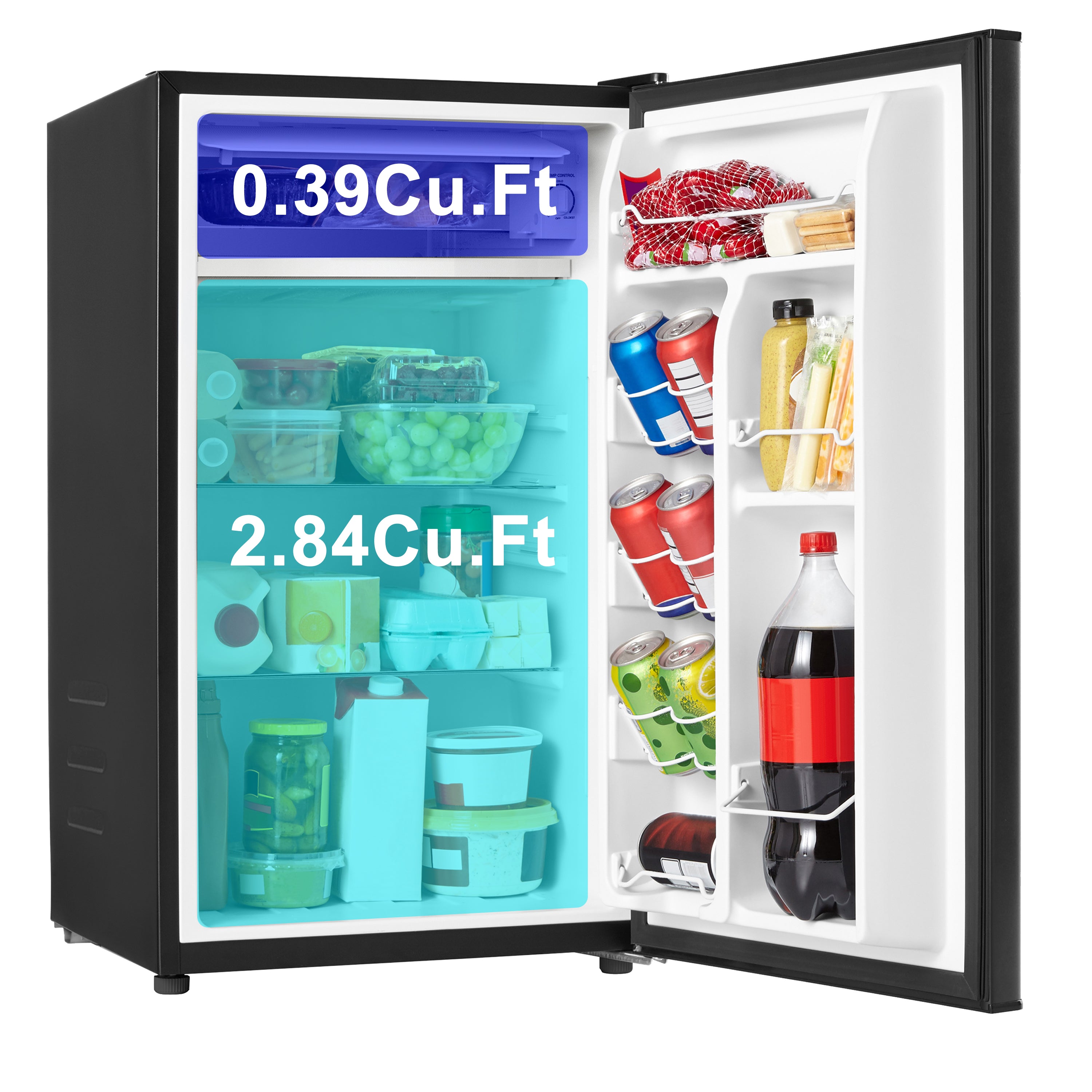 3.3 Cu ft Single Door Mini Fridge, Black Estar