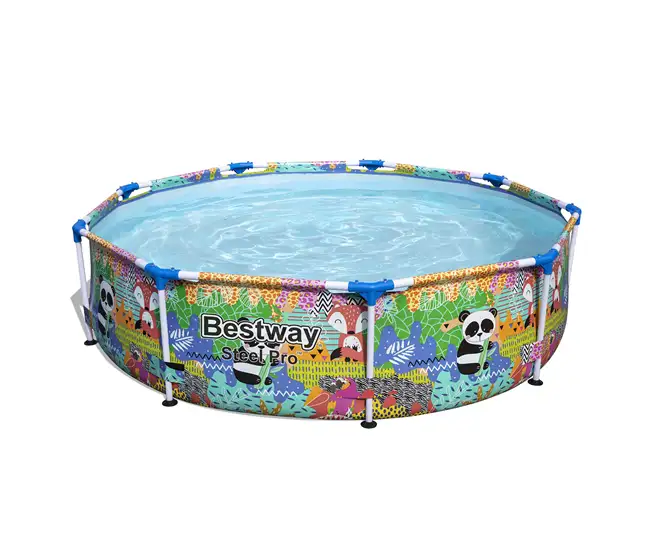 Swimming Pool-Bestway Steel Pro Panda Print Kid DuraPlus Round Above Ground Swimming Pool