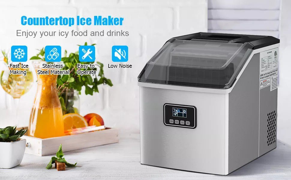48 Lbs Stainless Self-Clean Ice Maker with LCD Display