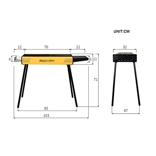 QIAOLI Outdoor Barbecue Grill Stove Home Charcoal Field Portable Barbecue Grill Large Thick Carbon Grill Stove Set Tool Skewers (Color : Black)