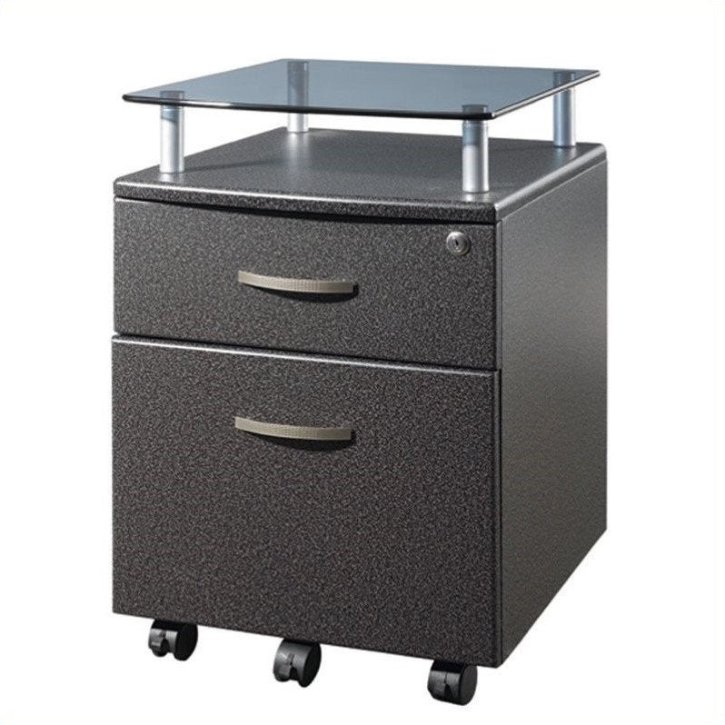 2 Drawer Wood Mobile Filing Cabinet in Graphite