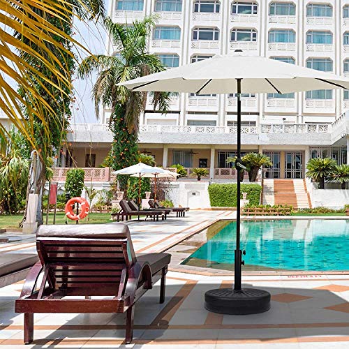 Simple Deluxe LGBRLA9BGEBASERV1 9ft Market Table Patio Umbrella with Button Tilt, 8 Sturdy Ribs, 20