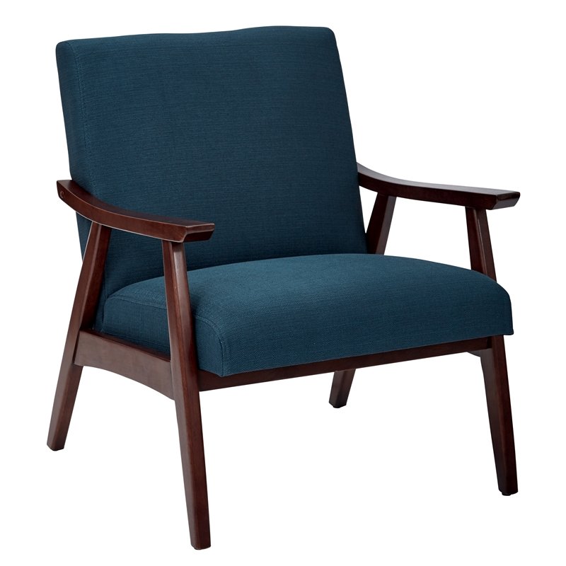 Davis Chair in Klein Azure Blue fabric with Medium Espresso Frame