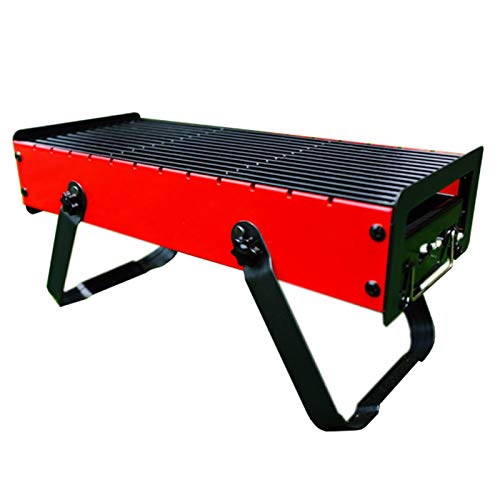Small Barbecue Grill, Portable Foldable Charcoal Grill, Barbeque Grill for Outdoor Cooking Camping Picnic Outdoor Garden Charcoal BBQ Grill Party (Color : Red, Size : 431810)
