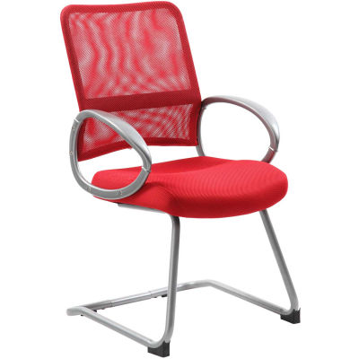 Boss Mesh Back Guest Chair with Arms - Fabric - Mid Back - Red