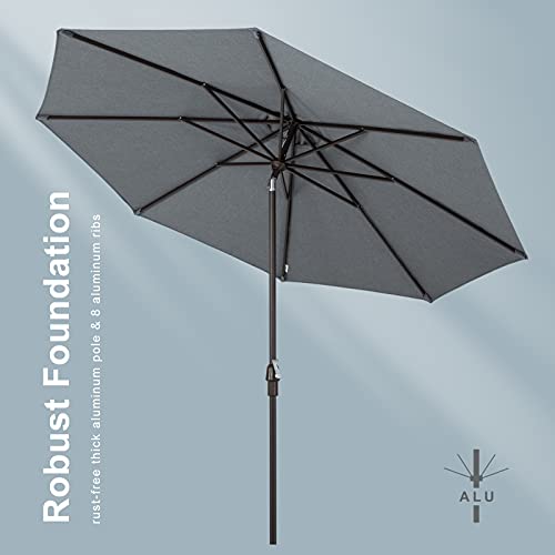 Tempera Sunbrella Patio Umbrella 10 ft Auto-Tilt Outdoor Umbrella, Aluminum Market Umbrella with 8 Ribs, Grey/Slate