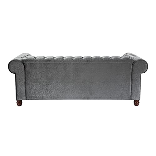 Lexicon Welwyn Velvet Chesterfield Sofa in Dark Gray