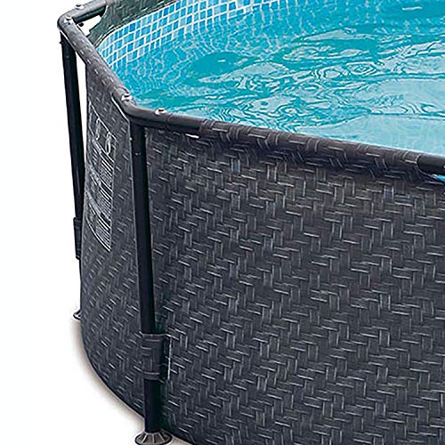 Summer Waves P20012331 Active 12ft x 33in Outdoor Round Frame Above Ground Swimming Pool Set with Skimmer Filter Pump & Filter Cartridge, Gray Wicker