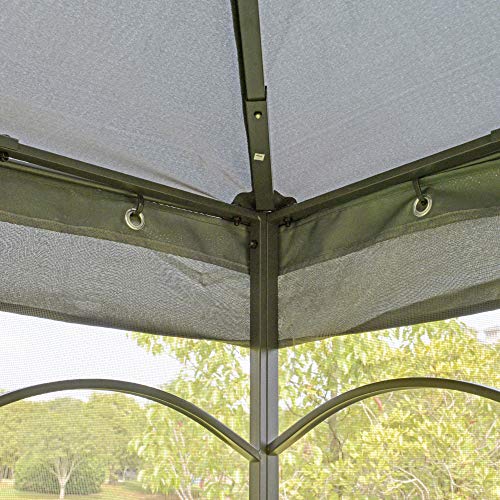 Outsunny 10' x 10' Steel Outdoor Patio Gazebo Canopy with Removable Mesh Curtains, Display Shelves, & Steel Frame, Grey