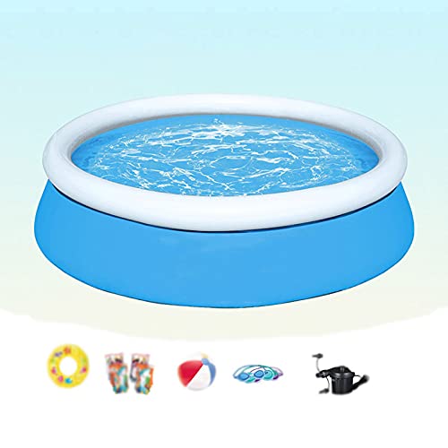 Swimming Pool,Inflatable Pool Large/Small Paddling Family Pool for Children,Round Thicken Heavy Duty Above Ground Pool for Kids,Adults,Outdoor,Backyard,with Accessories,Blue,18351cm