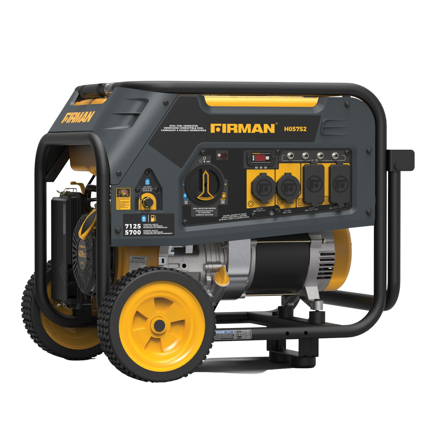 Firman H05752 5700W/7125W 30 Amp Recoil Start Dual Fuel Portable Generator New