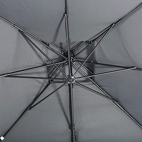 Outsunny 10' 2-Tier Canopy Cantilever Patio Umbrella with Rotating Base & 5-Position Tilt, Grey