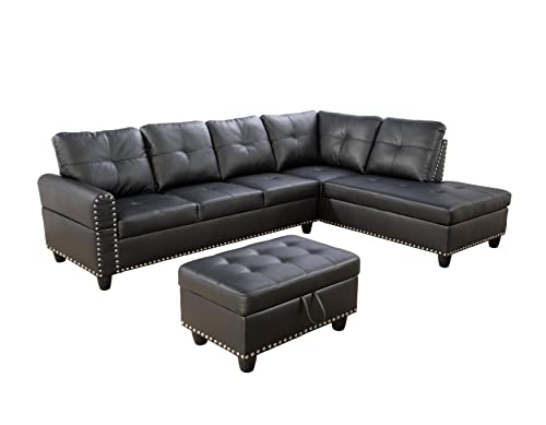 Star Home Living This Luxurious Set Includes, Chaise, Storage Ottoman and Two Pillows Sofas, 103.5