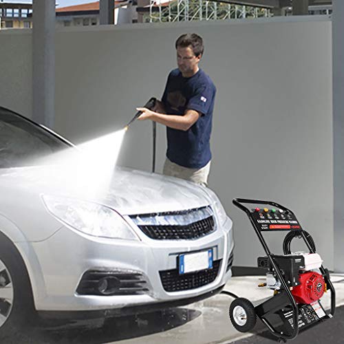 DP60752 Powerful Gas Pressure Washer with Spray Gun, Hose Reel & Five Nozzle Set, HP 215cc 4-Stroke Gas Petrol Engine, 3000 PSI at 2.4 GPM, Easy to Move and Clean (3000 PSI)