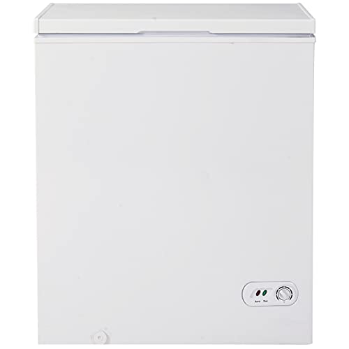 TIMOSS 5 cu.ft Chest Freezer Removable Storage Basket Top Open Door Freezing Machine for Home and Kitchen/Dorm/Bar/Office, 7 Adjustable Temperature Settings