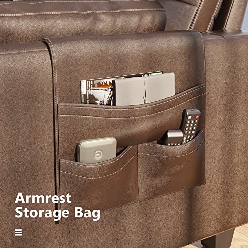 HONBAY Convertible Sectional Sofa Couch Faux Leather L Shaped Couch Sofa Set Reversible Sectional Sofa with Storage Ottoman for Small Apartment(Sectional+Tray Ottoman)