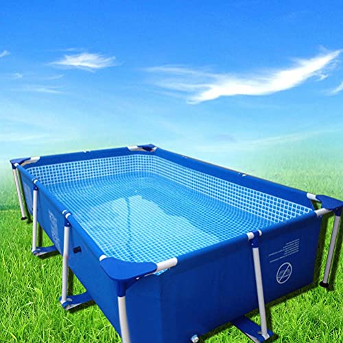 Soniker 118.1 x 78.7 x 29.5 Inches Rectangular Steel Frame Above Ground Swimming Pool, Outdoor Backyard Swimming Pools for Adults and Kids, Family, Easy Set, Cover + Ground Cloth, Blue