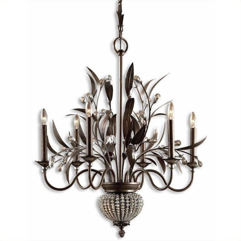 6+2 Light Chandelier in Golden Bronze
