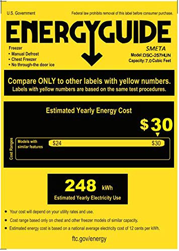 SMETA Chest Freezer 7 Cu.Ft, Deep Freezer Thermostat Control, Freezer Chest with Removable Baskets, Quite Compact Freezer, Small Freezers for Apartments in White