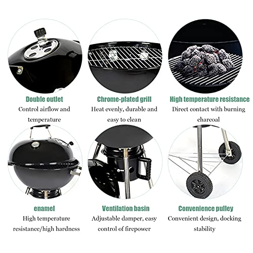 ZHAOJ 18.5 Inch Charcoal Grill Portable BBQ Grill Kettle, Outdoor Grills & Smokers for Patio Backyard Barbecue Camping