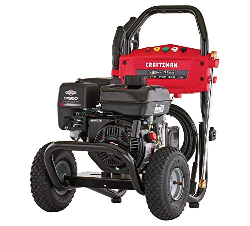 CRAFTSMAN 3400 MAX PSI at 2.4 GPM Gas Pressure Washer with Adjustable Pressure Pump, 30-Foot High-Pressure Hose, and 5 Quick-Connect Nozzles, Powered by Briggs & Stratton