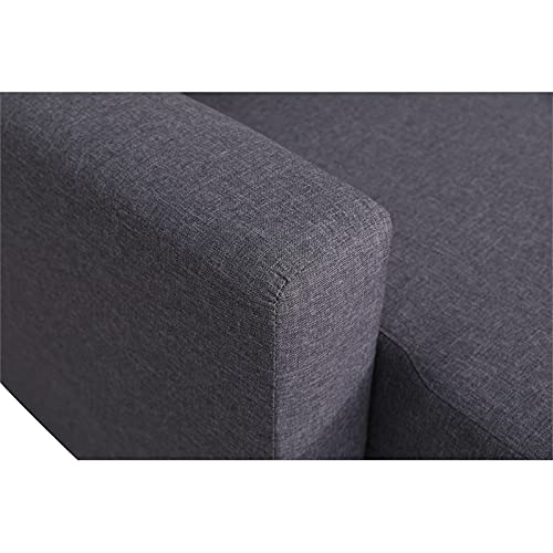 Kingway Furniture Hemus Linen Blend Reversible Sectional Sleeper Sofa with Pillows in Gray